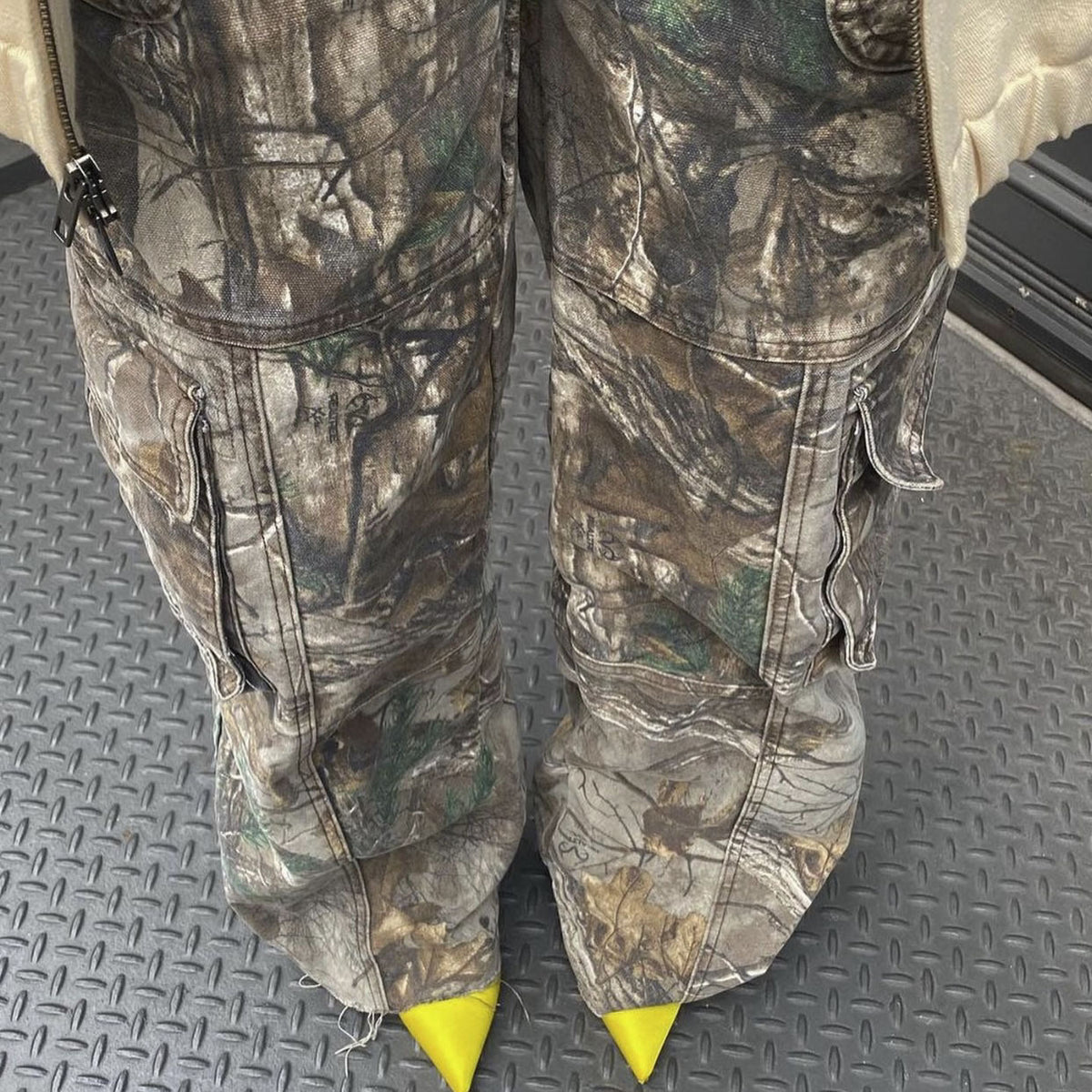 Camouflage Cargo Pants Low Waist Straight Trousers With Pockets
