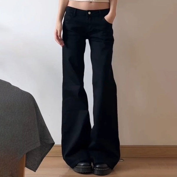 Black Low Waist Wide Leg Jeans