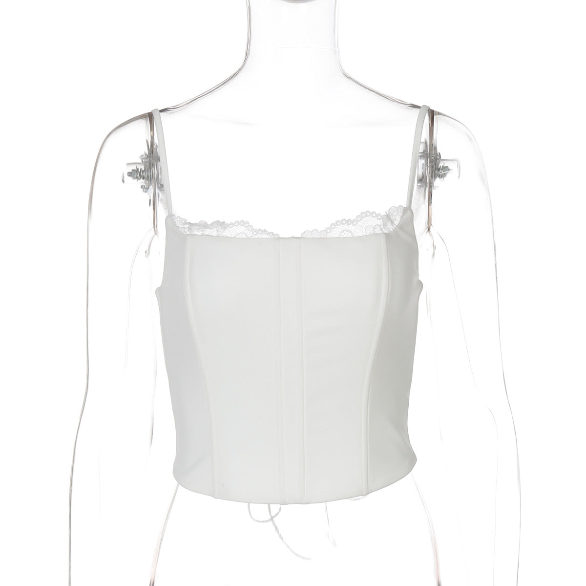 Lace Corset Tie Back Crop Top