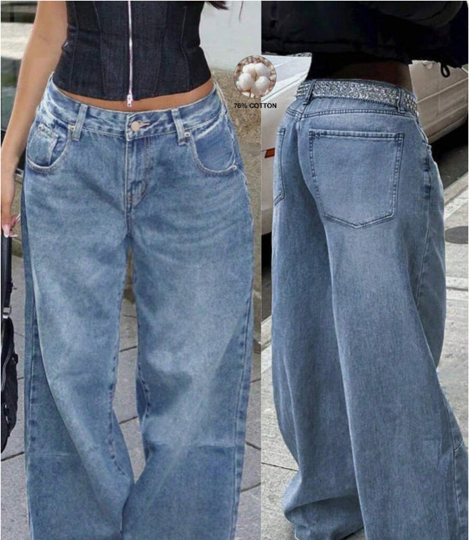 Baddie Washed Denim – Wide-Leg Street Essential
