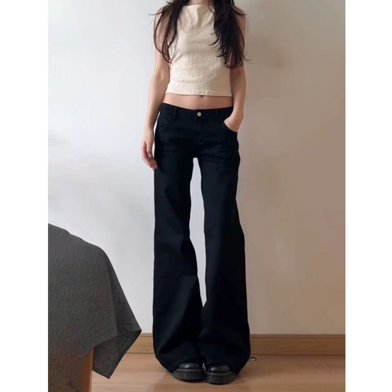 Black Low Waist Wide Leg Jeans