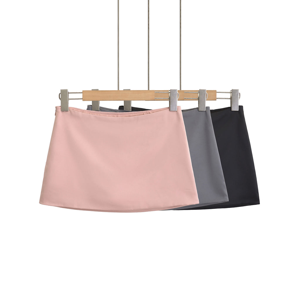 Satin Low Waist Mini Skirt