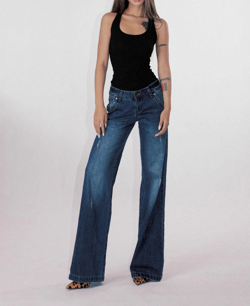 Retro Low Waist Washed Straight Jeans