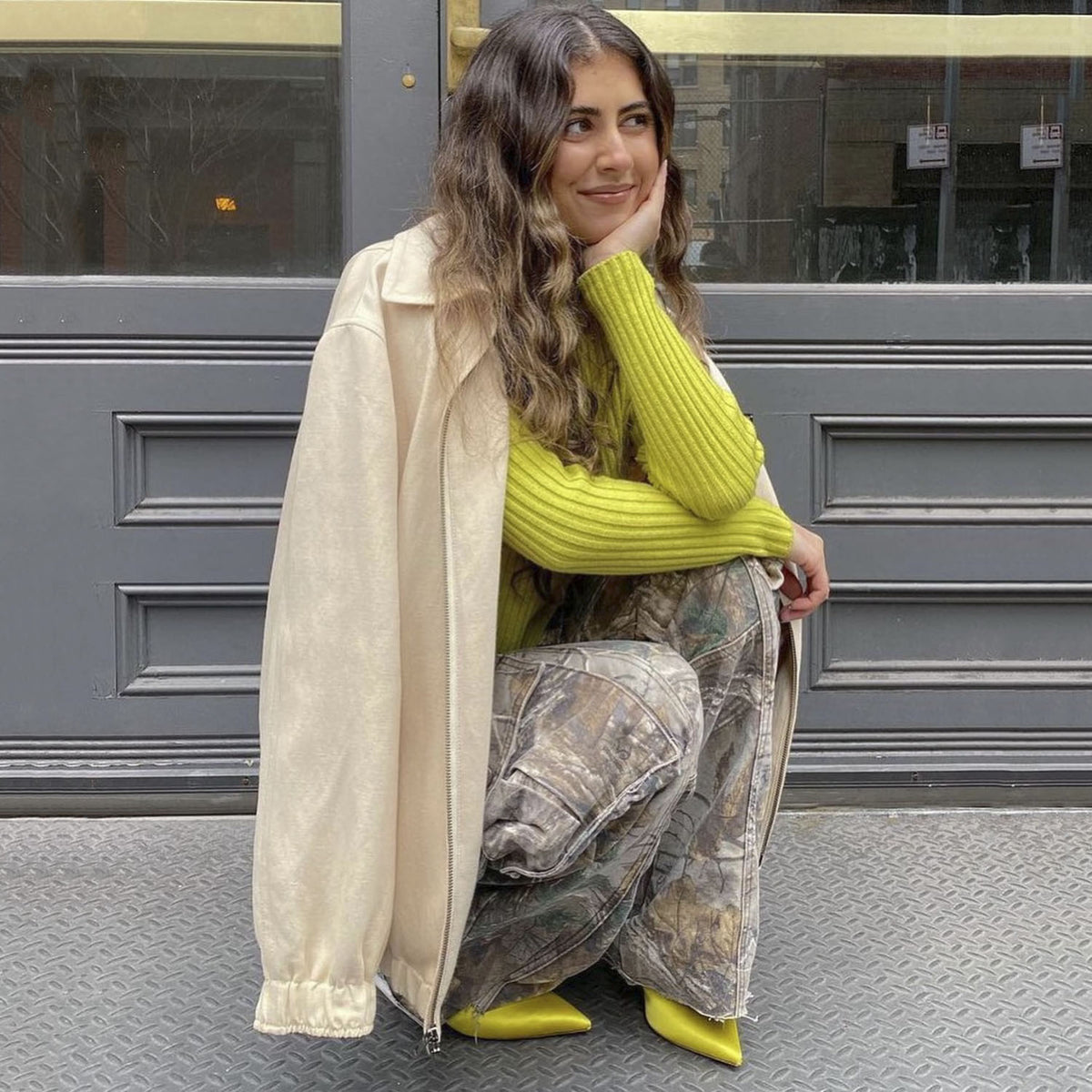 Camouflage Cargo Pants Low Waist Straight Trousers With Pockets