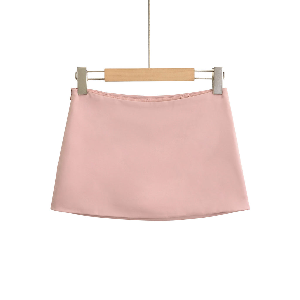 Satin Low Waist Mini Skirt