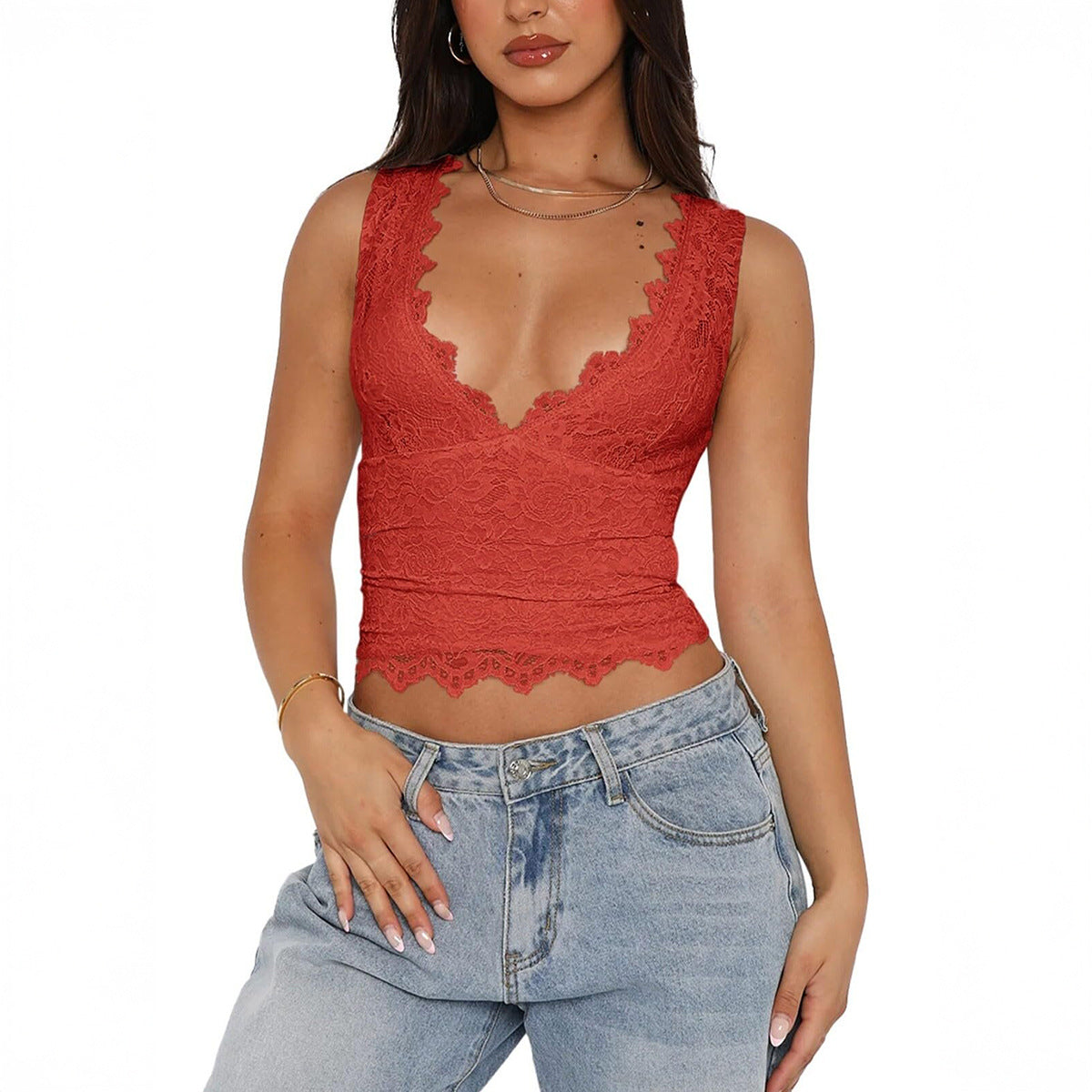 Sexy Lace Y2K Crop Top