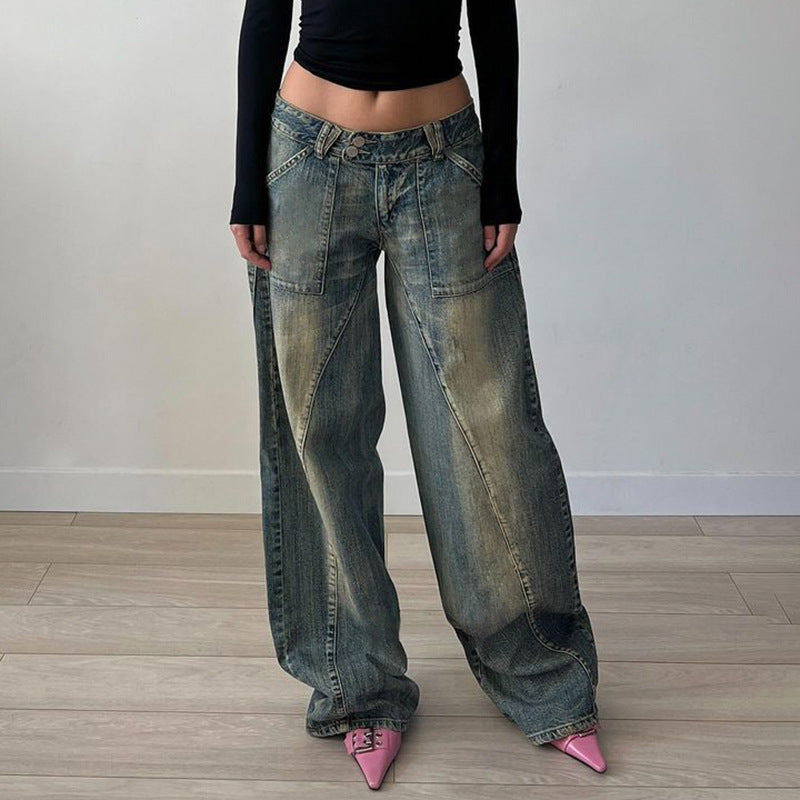 Split Hem Low Waist Jeans