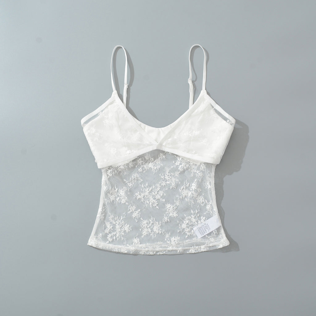 Lace U-Neck Slim Crop Top