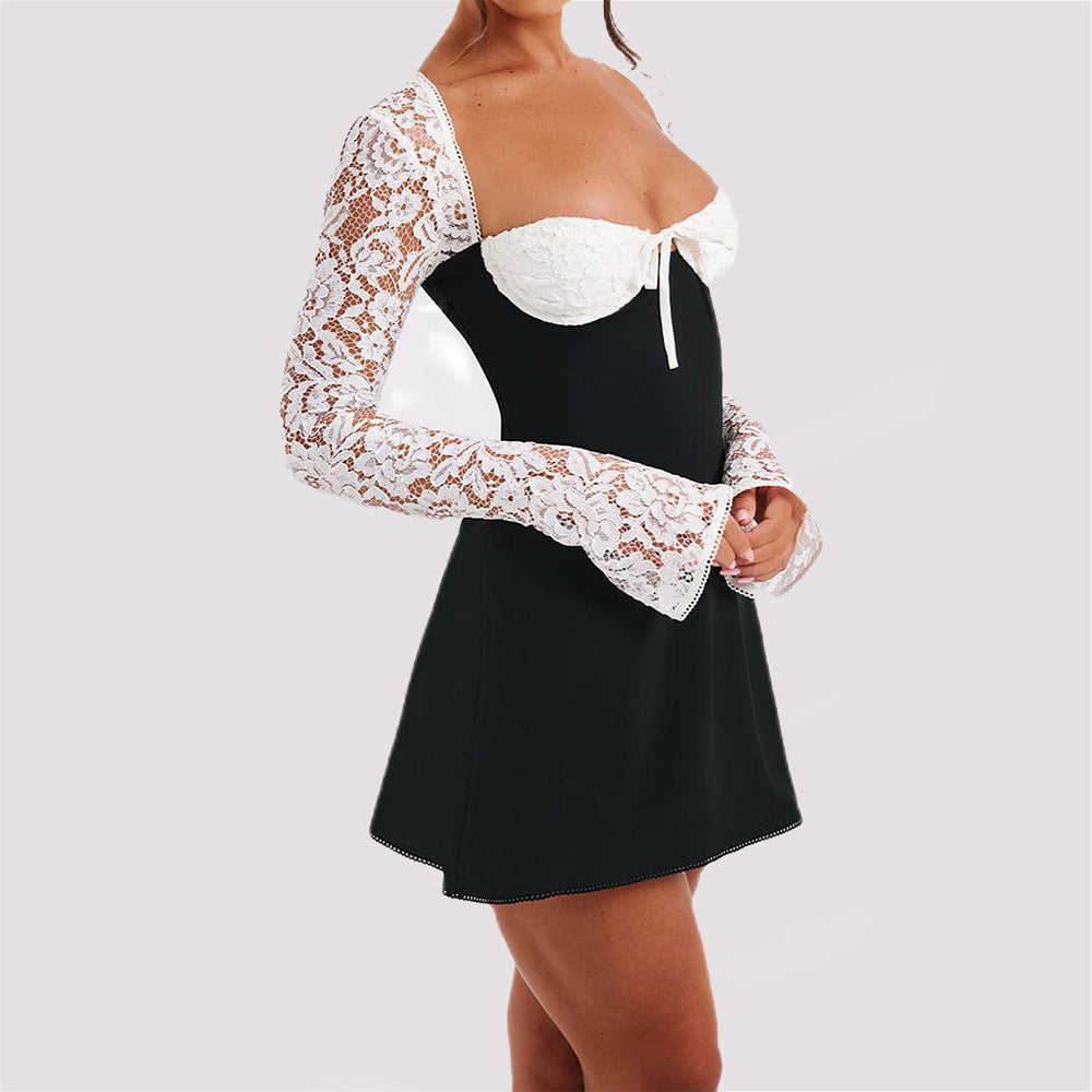 Y2K Lace Corset Mini Dress - Backless