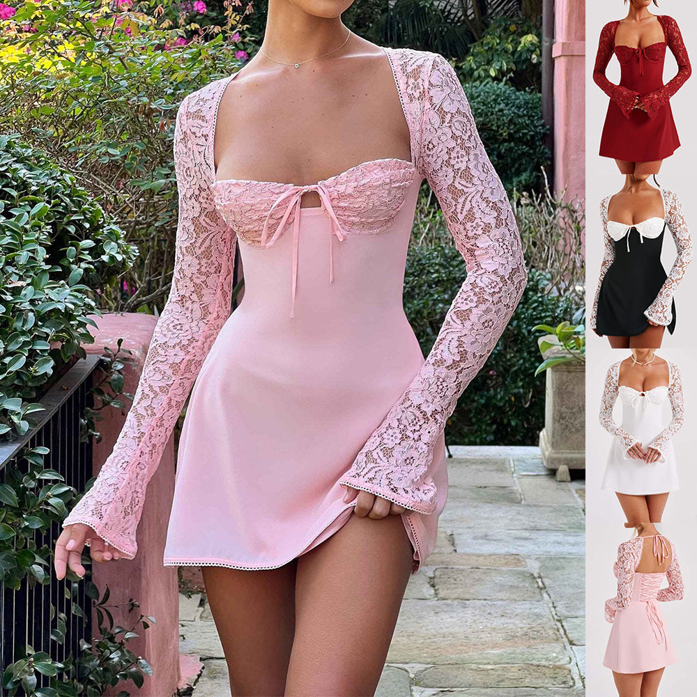 Y2K Lace Corset Mini Dress - Backless