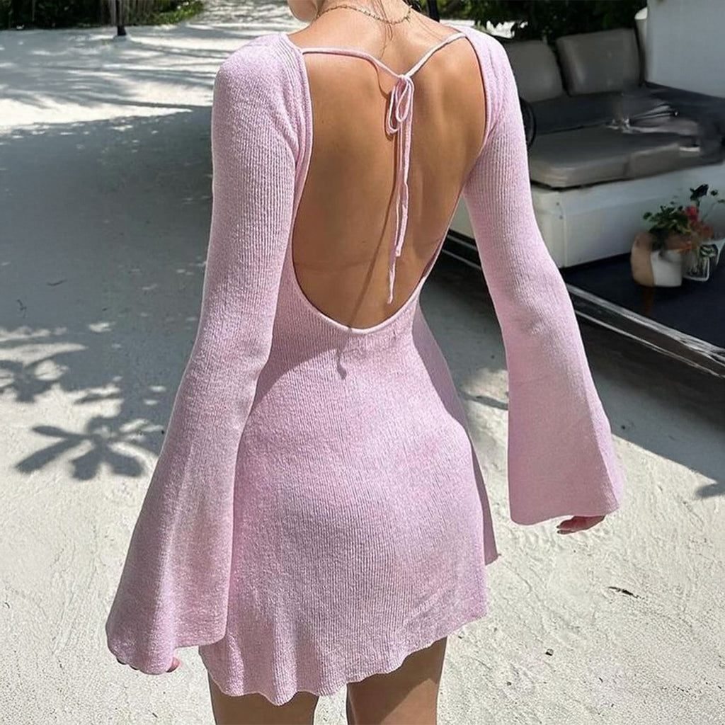 Y2K Elegant Long-Sleeve Mini Dress