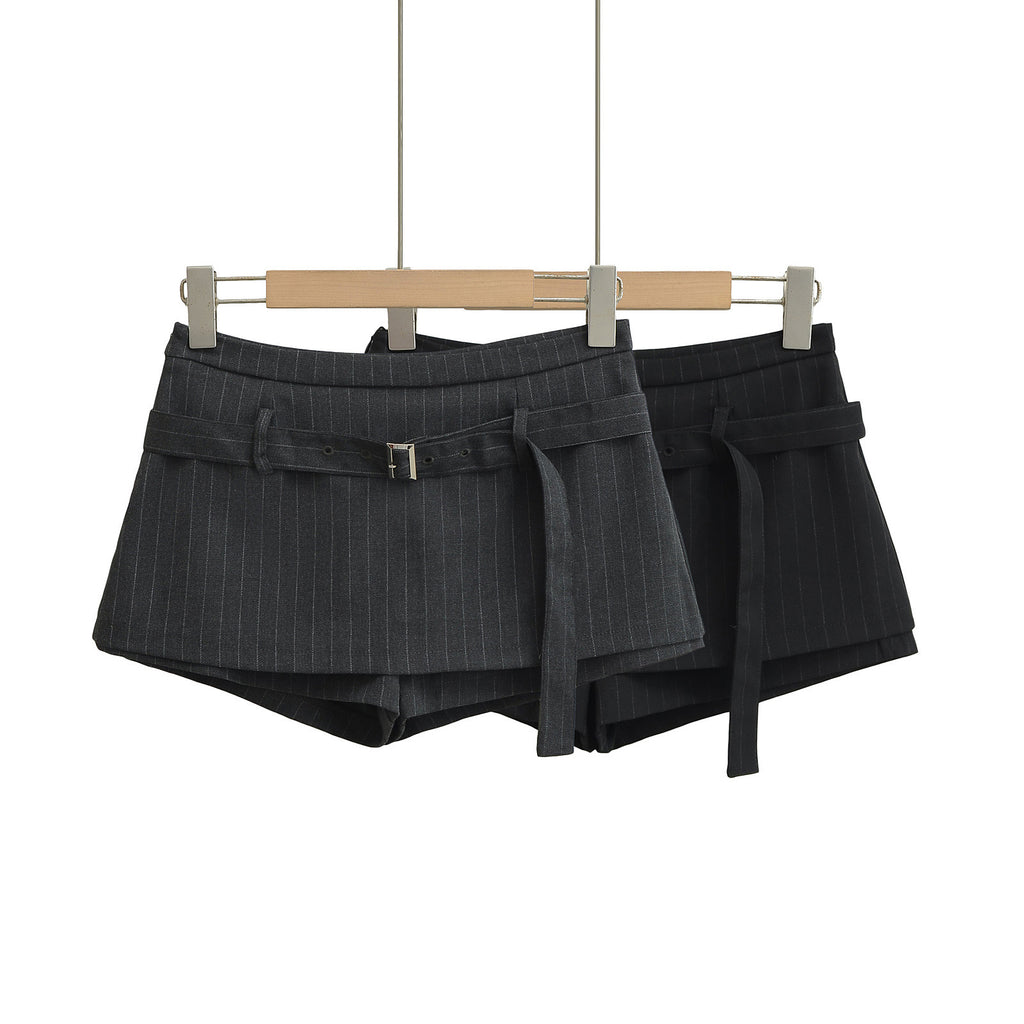 Low Waist Striped Pants Half length Skirt
