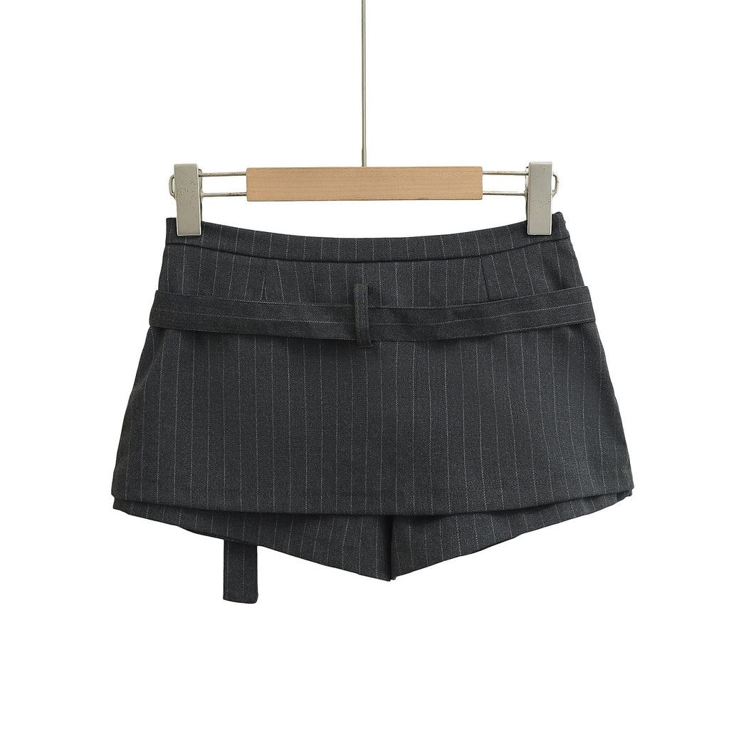 Low Waist Striped Pants Half length Skirt