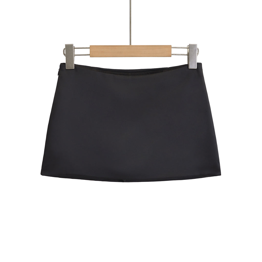 Satin Low Waist Mini Skirt