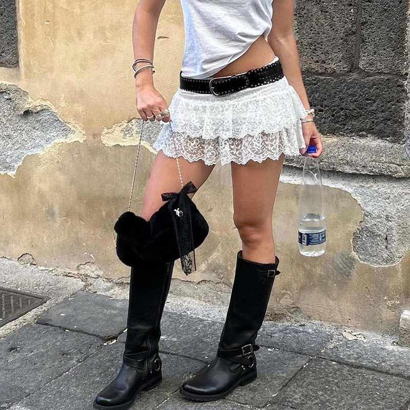 Pure Sexy Lace Low Waist Skirt Pants French