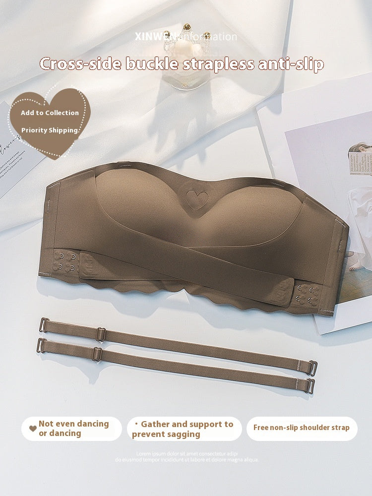 Strapless Push Up Bra With Front Buckle