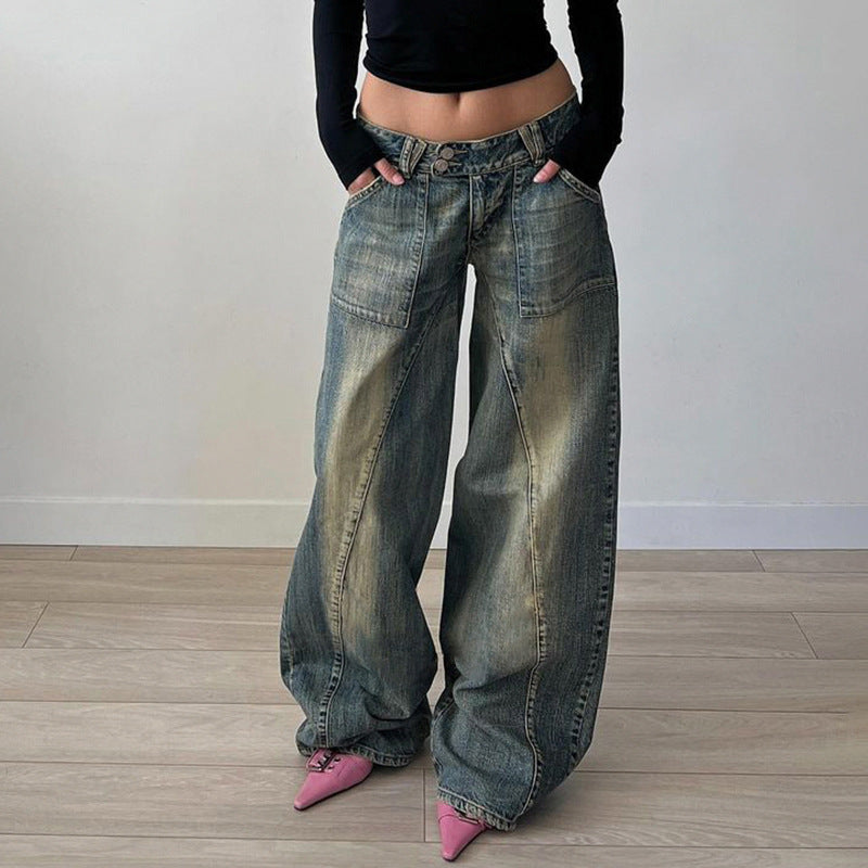 Split Hem Low Waist Jeans