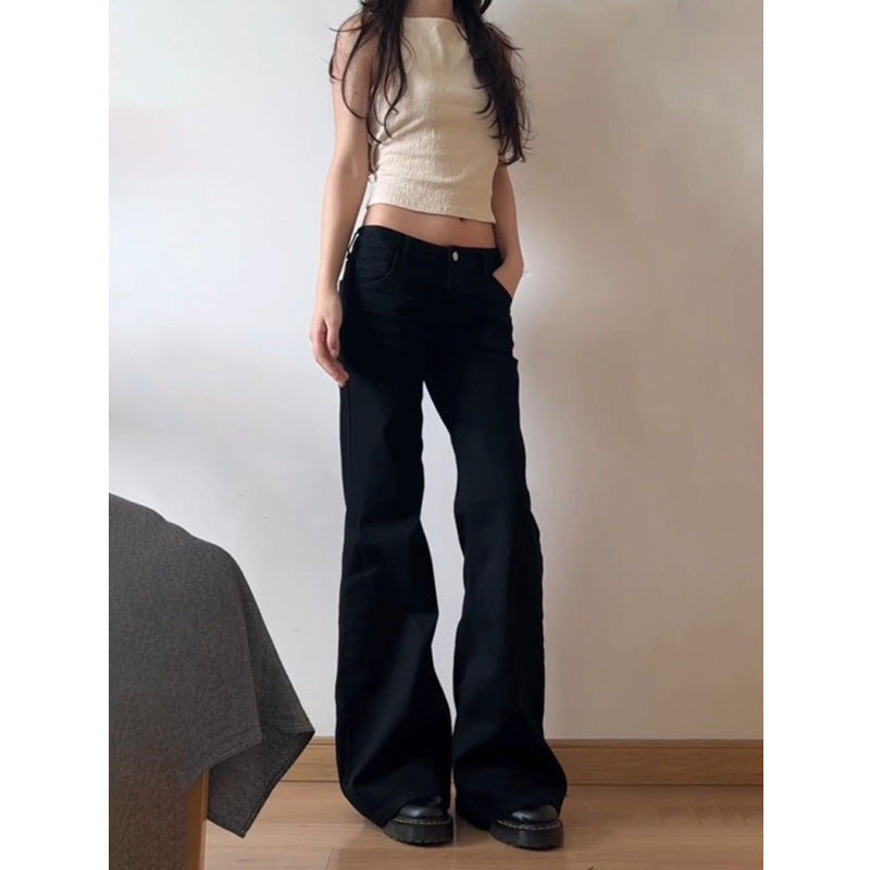 Black Low Waist Wide Leg Jeans