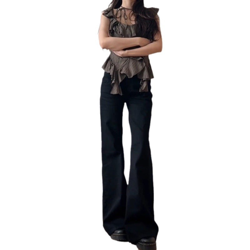 Black Low Waist Wide Leg Jeans
