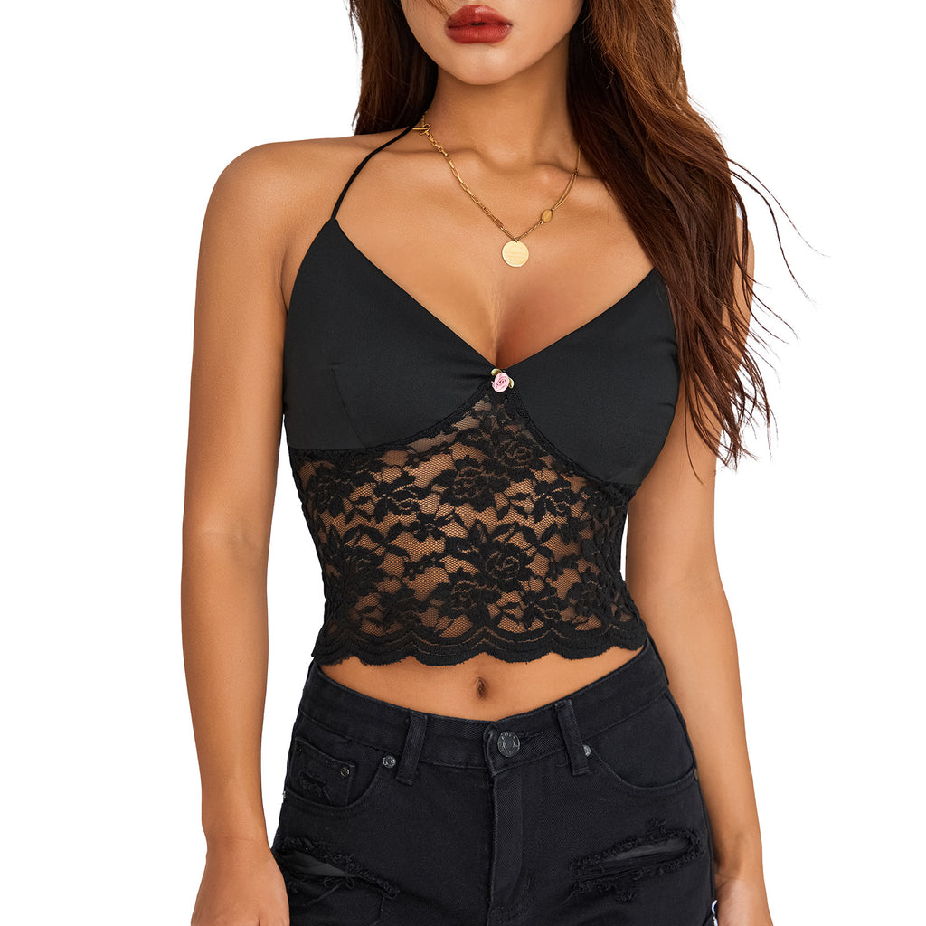 Lace Splicing Sling Top
