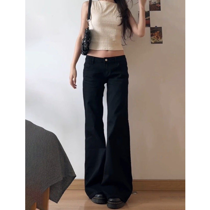 Black Low Waist Wide Leg Jeans
